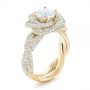 14k Yellow Gold 14k Yellow Gold Modern Knot Edgeless Pave Engagement Ring - Three-Quarter View -  102374 - Thumbnail