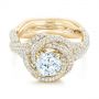 18k Yellow Gold 18k Yellow Gold Modern Knot Edgeless Pave Engagement Ring - Flat View -  102374 - Thumbnail