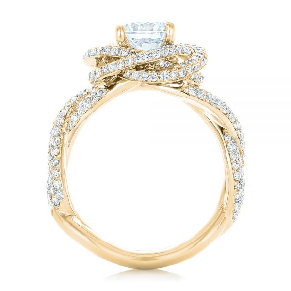 14k Yellow Gold 14k Yellow Gold Modern Knot Edgeless Pave Engagement Ring - Front View - 102374