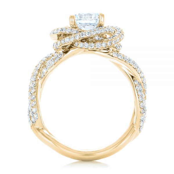 14k Yellow Gold 14k Yellow Gold Modern Knot Edgeless Pave Engagement Ring - Front View -  102374