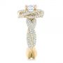 18k Yellow Gold 18k Yellow Gold Modern Knot Edgeless Pave Engagement Ring - Side View -  102374 - Thumbnail