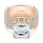 18k Rose Gold 18k Rose Gold Modern Pave Diamond Engagement Ring - Flat View -  105188 - Thumbnail