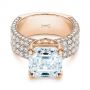 14k Rose Gold 14k Rose Gold Modern Pave Diamond Engagement Ring - Flat View -  105711 - Thumbnail