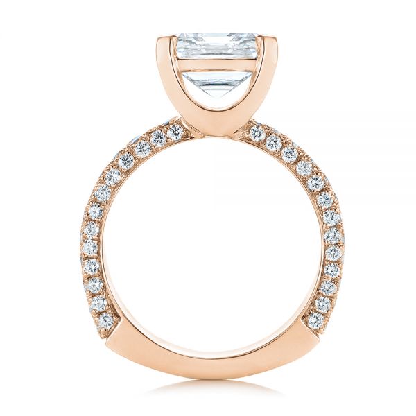 14k Rose Gold 14k Rose Gold Modern Pave Diamond Engagement Ring - Front View - 105188