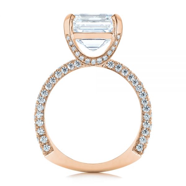 14k Rose Gold 14k Rose Gold Modern Pave Diamond Engagement Ring - Front View - 105711