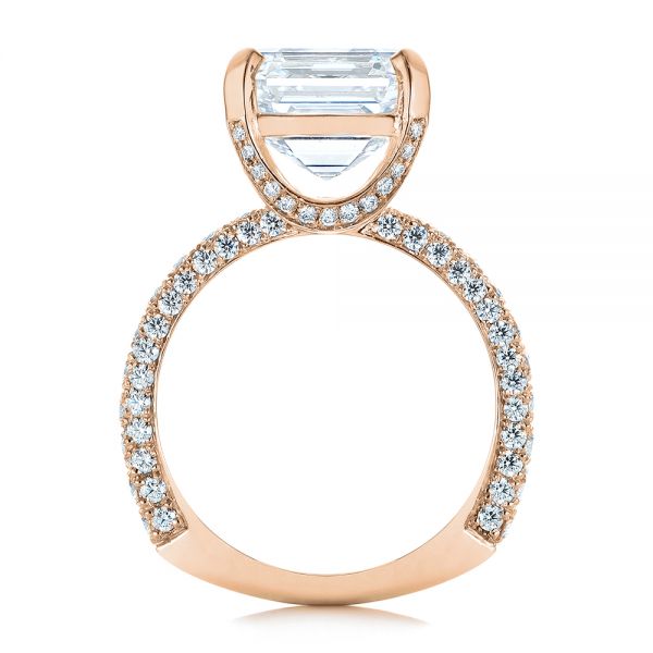 14k Rose Gold 14k Rose Gold Modern Pave Diamond Engagement Ring - Front View -  105711