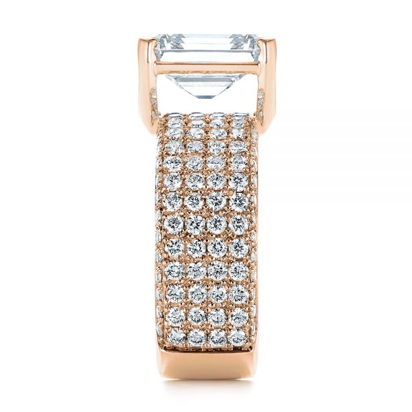 18k Rose Gold 18k Rose Gold Modern Pave Diamond Engagement Ring - Side View -  105188