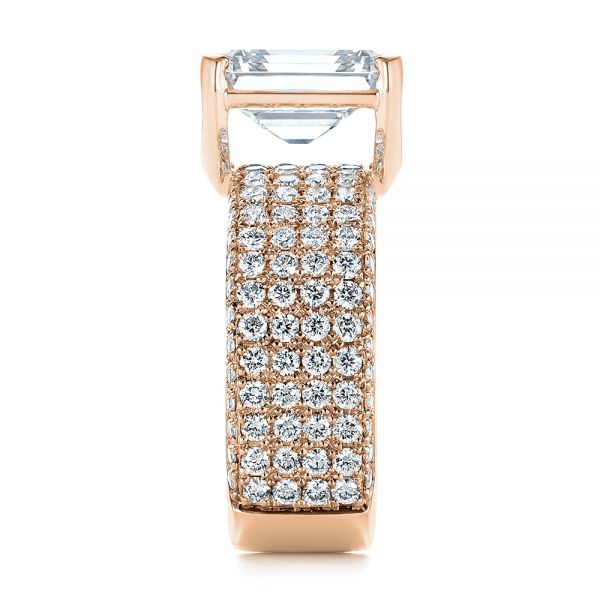 14k Rose Gold 14k Rose Gold Modern Pave Diamond Engagement Ring - Side View - 105188