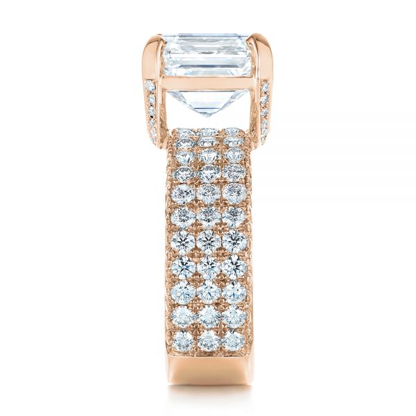 14k Rose Gold 14k Rose Gold Modern Pave Diamond Engagement Ring - Side View - 105711