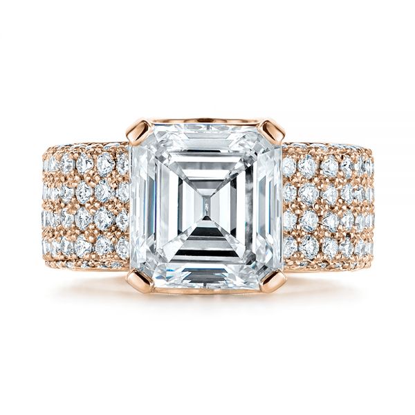 18k Rose Gold 18k Rose Gold Modern Pave Diamond Engagement Ring - Top View -  105188