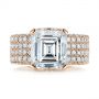 18k Rose Gold 18k Rose Gold Modern Pave Diamond Engagement Ring - Top View -  105188 - Thumbnail