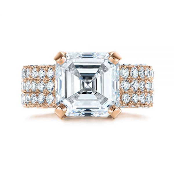14k Rose Gold 14k Rose Gold Modern Pave Diamond Engagement Ring - Top View -  105711