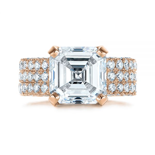14k Rose Gold 14k Rose Gold Modern Pave Diamond Engagement Ring - Top View - 105711