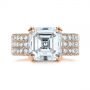 18k Rose Gold 18k Rose Gold Modern Pave Diamond Engagement Ring - Top View -  105711 - Thumbnail