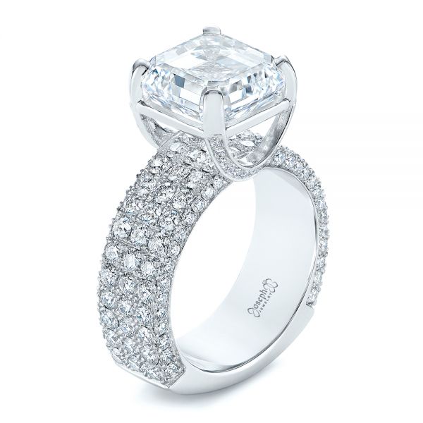Modern Pave Diamond Engagement Ring - Image