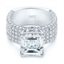 14k White Gold Modern Pave Diamond Engagement Ring - Flat View -  105188 - Thumbnail