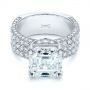 Platinum Modern Pave Diamond Engagement Ring - Flat View -  105711 - Thumbnail