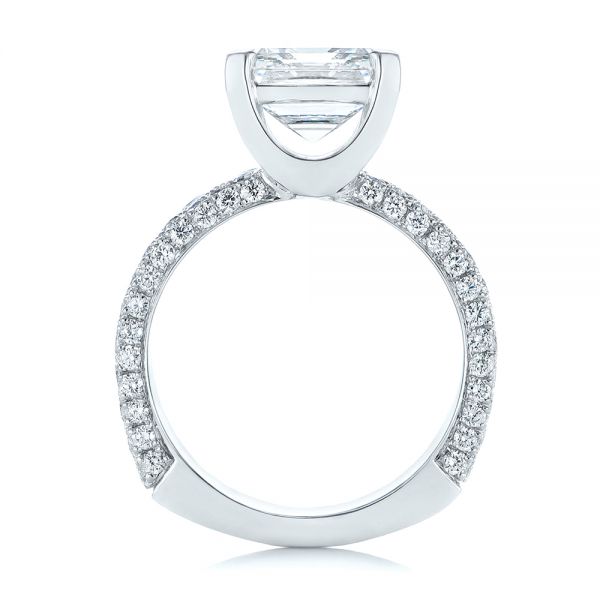 18k White Gold 18k White Gold Modern Pave Diamond Engagement Ring - Front View -  105188