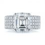 14k White Gold Modern Pave Diamond Engagement Ring - Top View -  105188 - Thumbnail