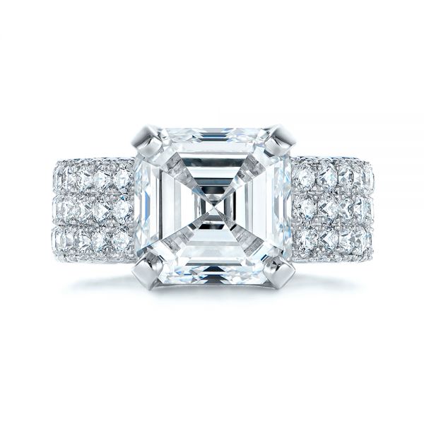  Platinum Modern Pave Diamond Engagement Ring - Top View -  105711