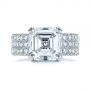  Platinum Modern Pave Diamond Engagement Ring - Top View -  105711 - Thumbnail