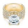 18k Yellow Gold 18k Yellow Gold Modern Pave Diamond Engagement Ring - Flat View -  105188 - Thumbnail