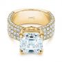 18k Yellow Gold 18k Yellow Gold Modern Pave Diamond Engagement Ring - Flat View -  105711 - Thumbnail