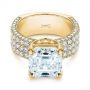 18k Yellow Gold 18k Yellow Gold Modern Pave Diamond Engagement Ring - Flat View -  105711 - Thumbnail