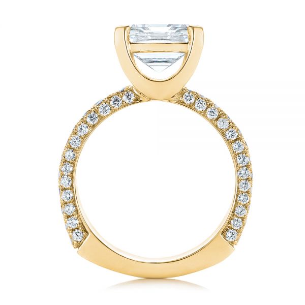 14k Yellow Gold 14k Yellow Gold Modern Pave Diamond Engagement Ring - Front View -  105188