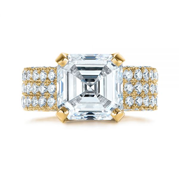 14k Yellow Gold 14k Yellow Gold Modern Pave Diamond Engagement Ring - Top View - 105711