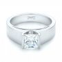 18k White Gold Modern Solitaire Diamond Engagement Ring - Flat View -  103264 - Thumbnail
