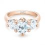 14k Rose Gold 14k Rose Gold Modern Three Stone Diamond Engagement Ring - Flat View -  104656 - Thumbnail