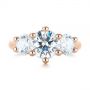 18k Rose Gold 18k Rose Gold Modern Three Stone Diamond Engagement Ring - Top View -  104656 - Thumbnail
