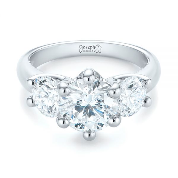 Platinum Modern Three Stone Diamond Engagement Ring - Flat View - 104656