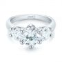 18k White Gold 18k White Gold Modern Three Stone Diamond Engagement Ring - Flat View -  104656 - Thumbnail
