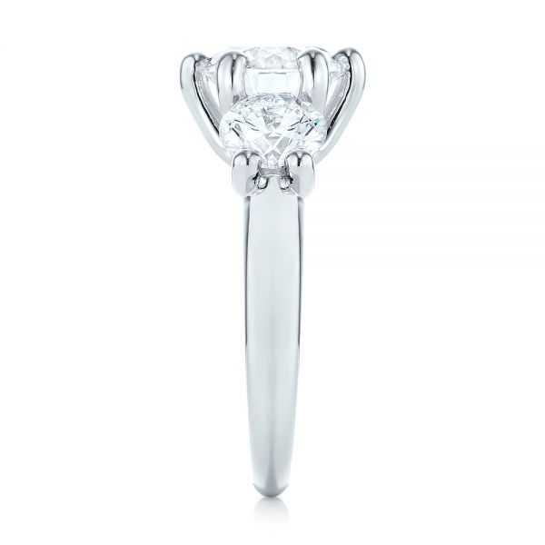Platinum Modern Three Stone Diamond Engagement Ring - Side View - 104656