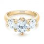 18k Yellow Gold 18k Yellow Gold Modern Three Stone Diamond Engagement Ring - Flat View -  104656 - Thumbnail