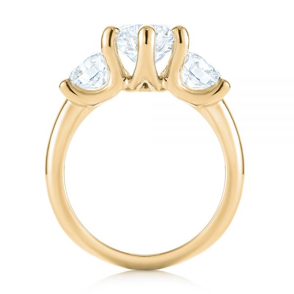 14k Yellow Gold 14k Yellow Gold Modern Three Stone Diamond Engagement Ring - Front View - 104656