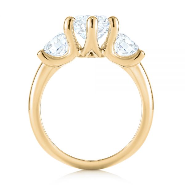 14k Yellow Gold 14k Yellow Gold Modern Three Stone Diamond Engagement Ring - Front View -  104656