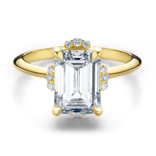 14k Yellow Gold Modified Diamond Halo Engagement Ring - Flat View -  107598