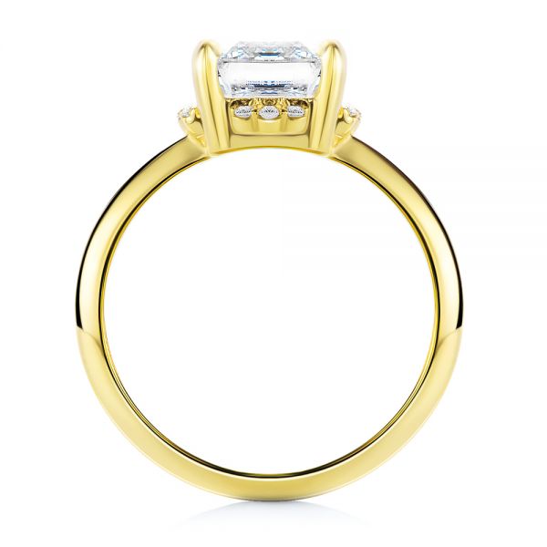 14k Yellow Gold Modified Diamond Halo Engagement Ring - Front View -  107598 - Thumbnail