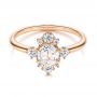 18k Rose Gold 18k Rose Gold Modified Halo And Rose Cut Diamond Engagement Ring - Flat View -  106178 - Thumbnail