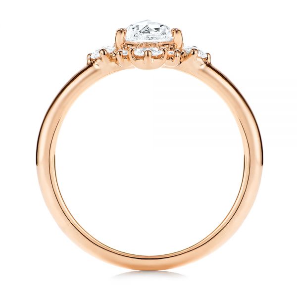 14k Rose Gold 14k Rose Gold Modified Halo And Rose Cut Diamond Engagement Ring - Front View -  106178