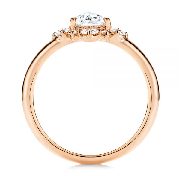 18k Rose Gold 18k Rose Gold Modified Halo And Rose Cut Diamond Engagement Ring - Front View - 106178