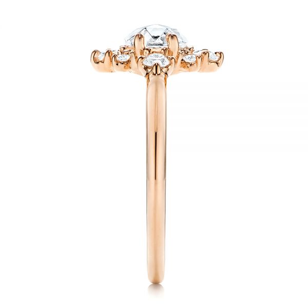 18k Rose Gold 18k Rose Gold Modified Halo And Rose Cut Diamond Engagement Ring - Side View -  106178