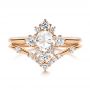 18k Rose Gold 18k Rose Gold Modified Halo And Rose Cut Diamond Engagement Ring - Top View -  106178 - Thumbnail