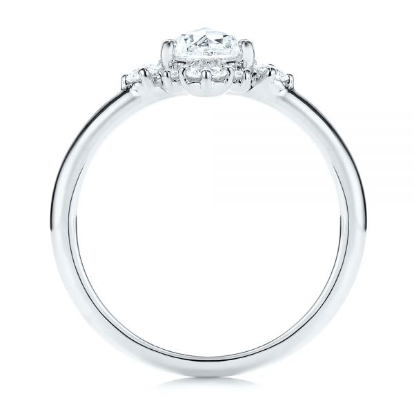 14k White Gold 14k White Gold Modified Halo And Rose Cut Diamond Engagement Ring - Front View -  106178