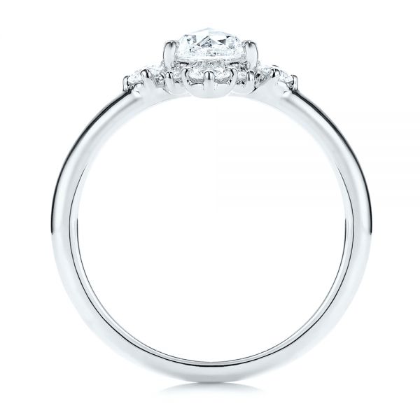 14k White Gold 14k White Gold Modified Halo And Rose Cut Diamond Engagement Ring - Front View - 106178