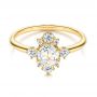 14k Yellow Gold Modified Halo And Rose Cut Diamond Engagement Ring - Flat View -  106178 - Thumbnail