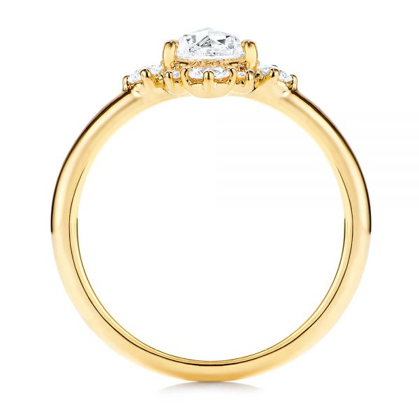 14k Yellow Gold Modified Halo And Rose Cut Diamond Engagement Ring - Front View - 106178